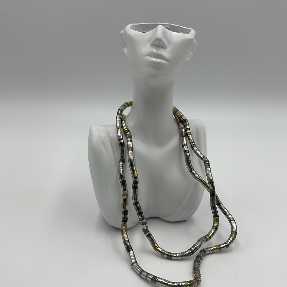 Mixed Metal Coil Necklace or Bracelet Moldable Jewelry Retro Silver Gold